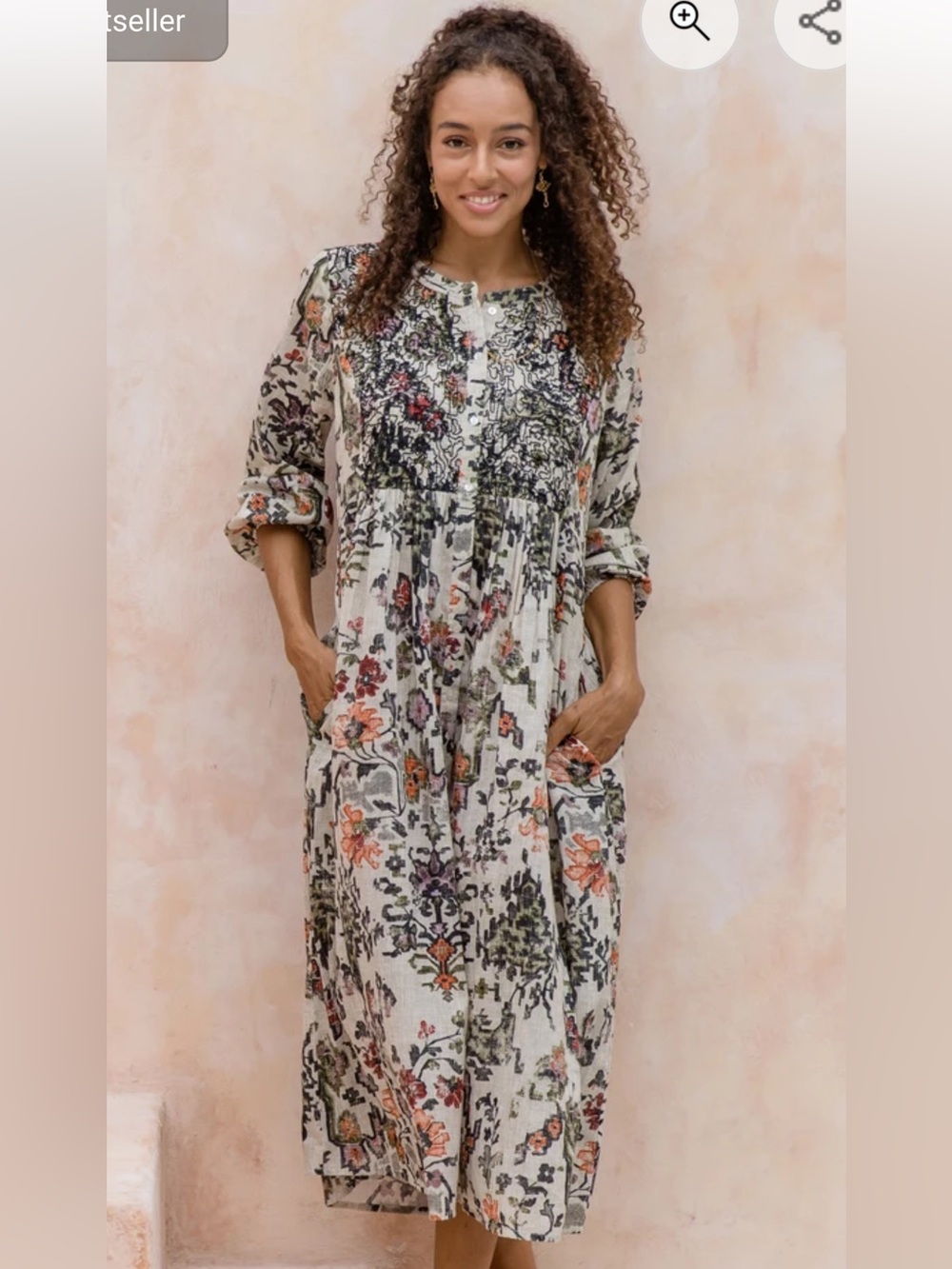 Novica Antique Rose Embroidered 100% Cotton Dress Size XXL